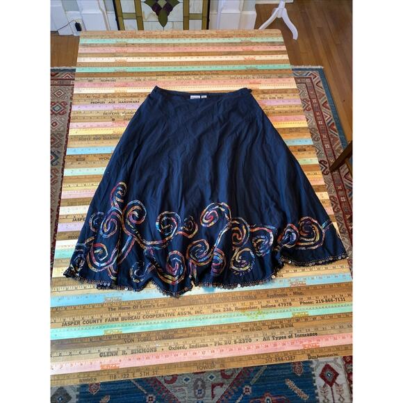 Chico’s Elastic Waist Midi Skirt Size 1 (M/8) Beaded Sequin Embroidered Boho - Picture 1 of 12